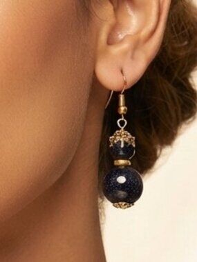 Blue Goldstone Dangle Earrings